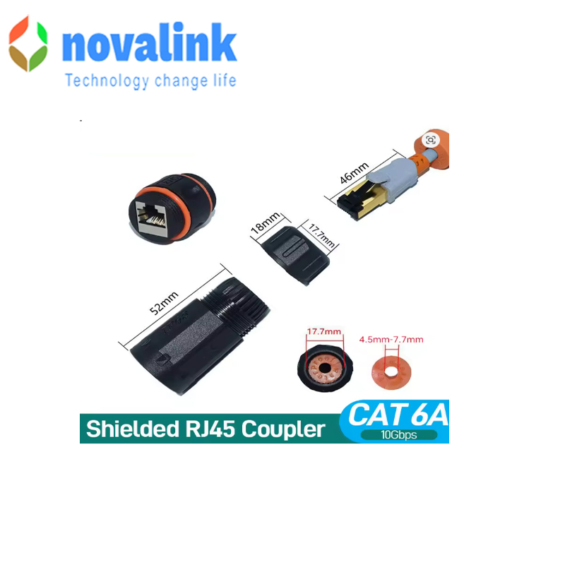 Đầu nối d&acirc;y mạng cat6 ngo&agrave;i trời , trong nh&agrave; novalink NV-WP601A hỗ trợ IP68 cao cấp